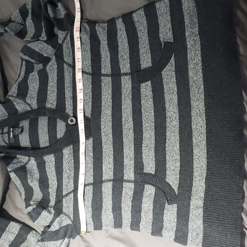 Style&Co Womens Gray and Black Striped Pullover Hoodie Sweater Size XL - Picture 8 of 10